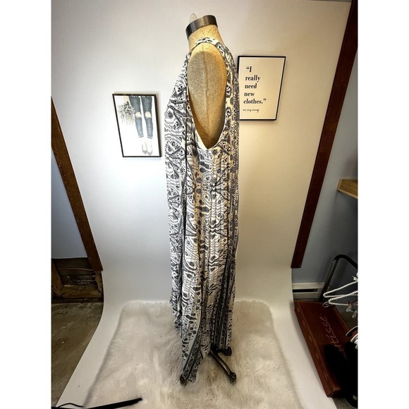 Lane Bryant Black‎ and White Pleated Paisley One Shoulder Maxi Dress SZ 22 - Picture 8 of 15